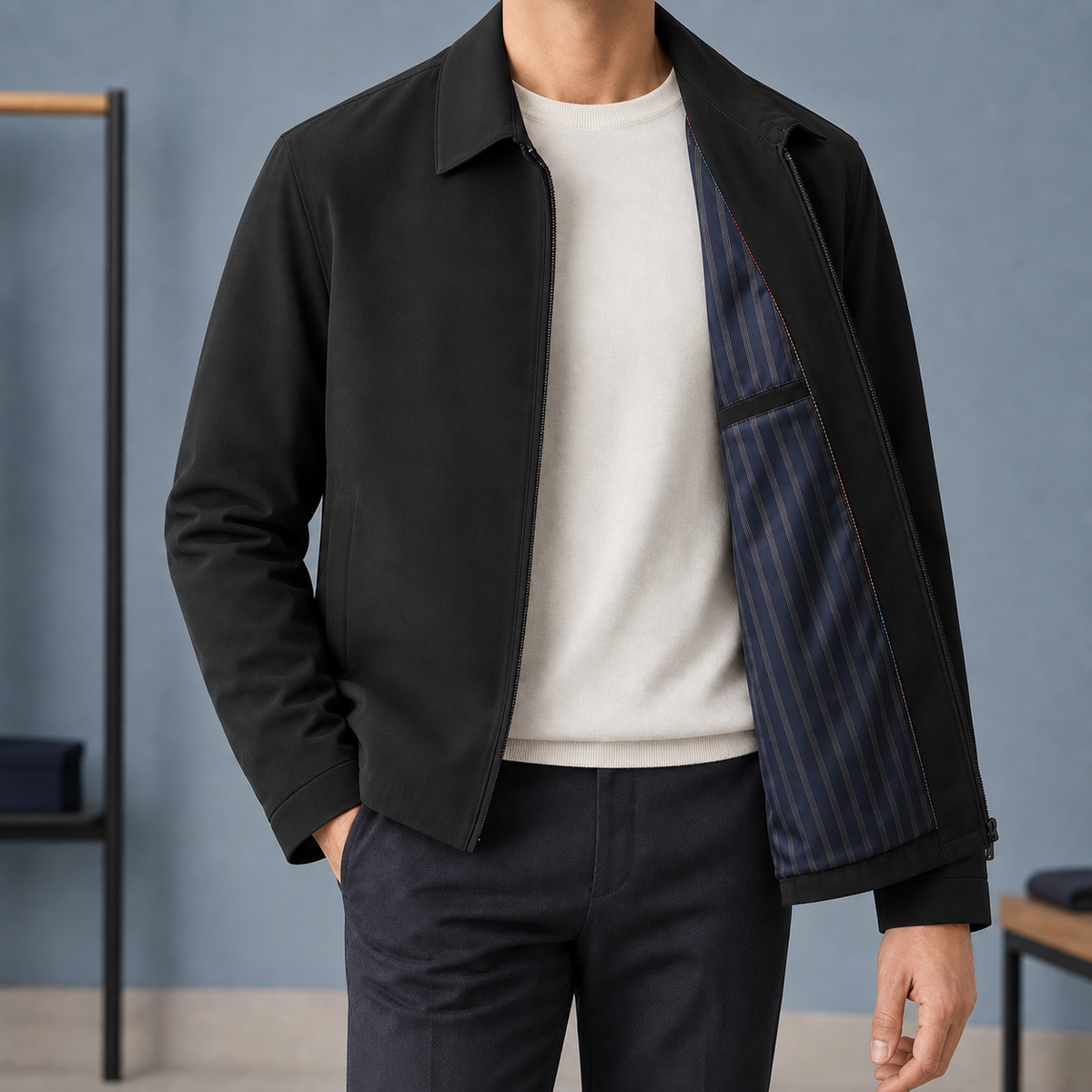 Herren Zip-Jacke Regular Fit Casual mit Reißverschluss