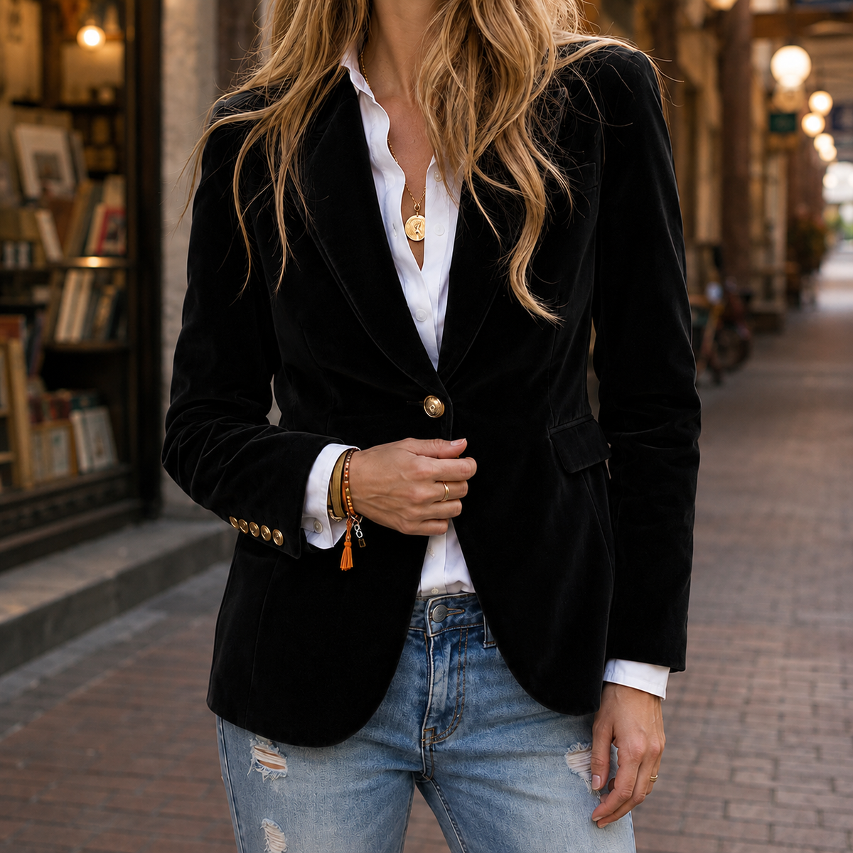 Damen Slim Fit Blazer Business Elegant Ein-Knopf