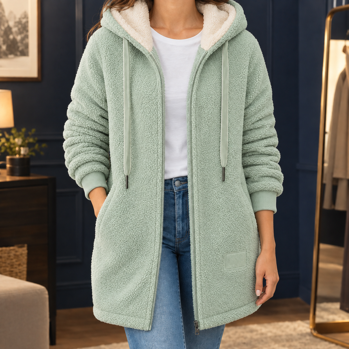 Damen Kapuzenfleecejacke Relaxed Fit Freizeit