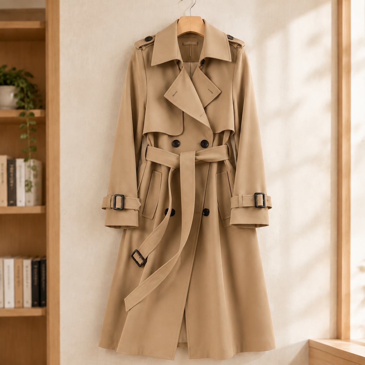 Damen Trenchcoat Gürteljacke Regular Fit Casual