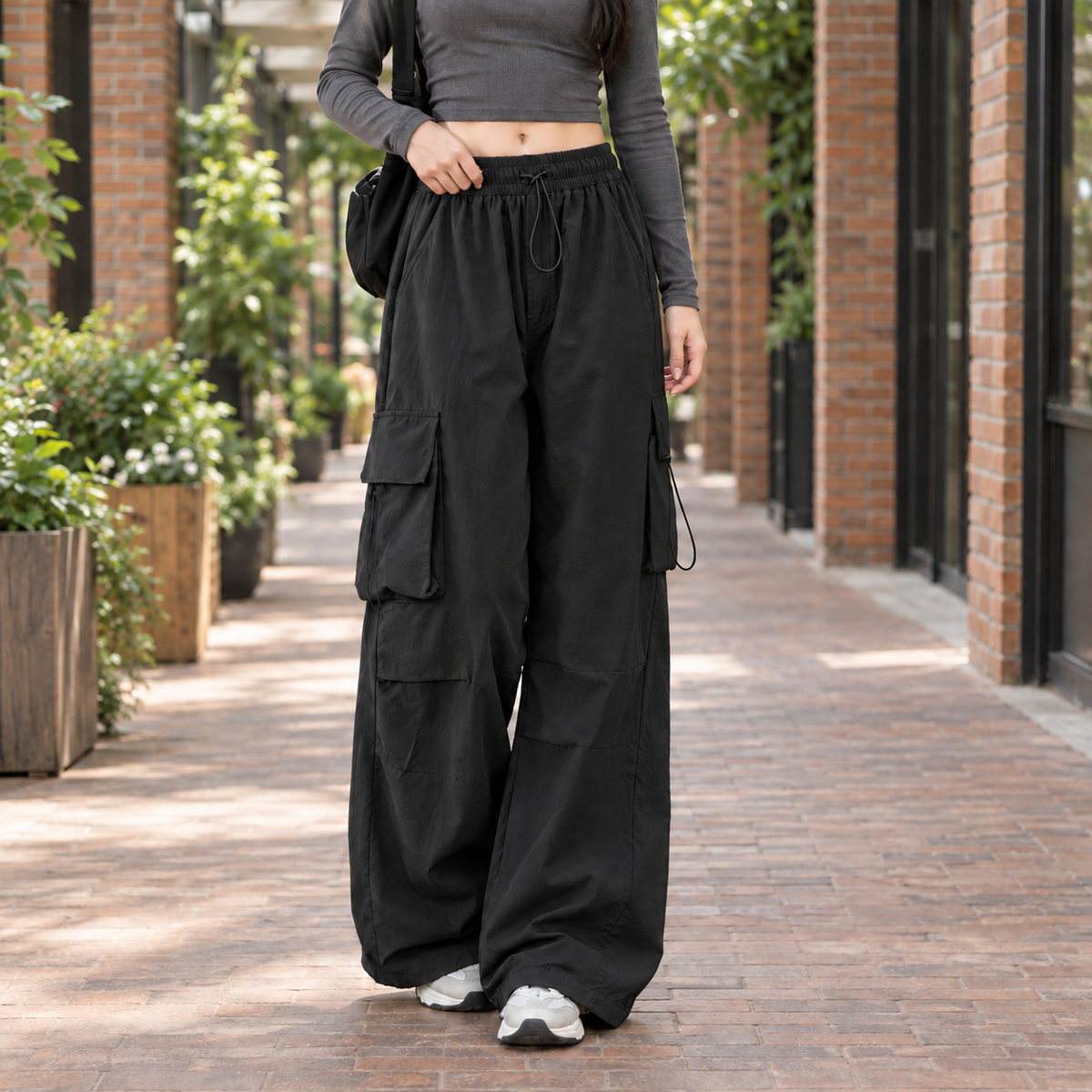 Damen Weite Beinhose Relaxed Fit Freizeit