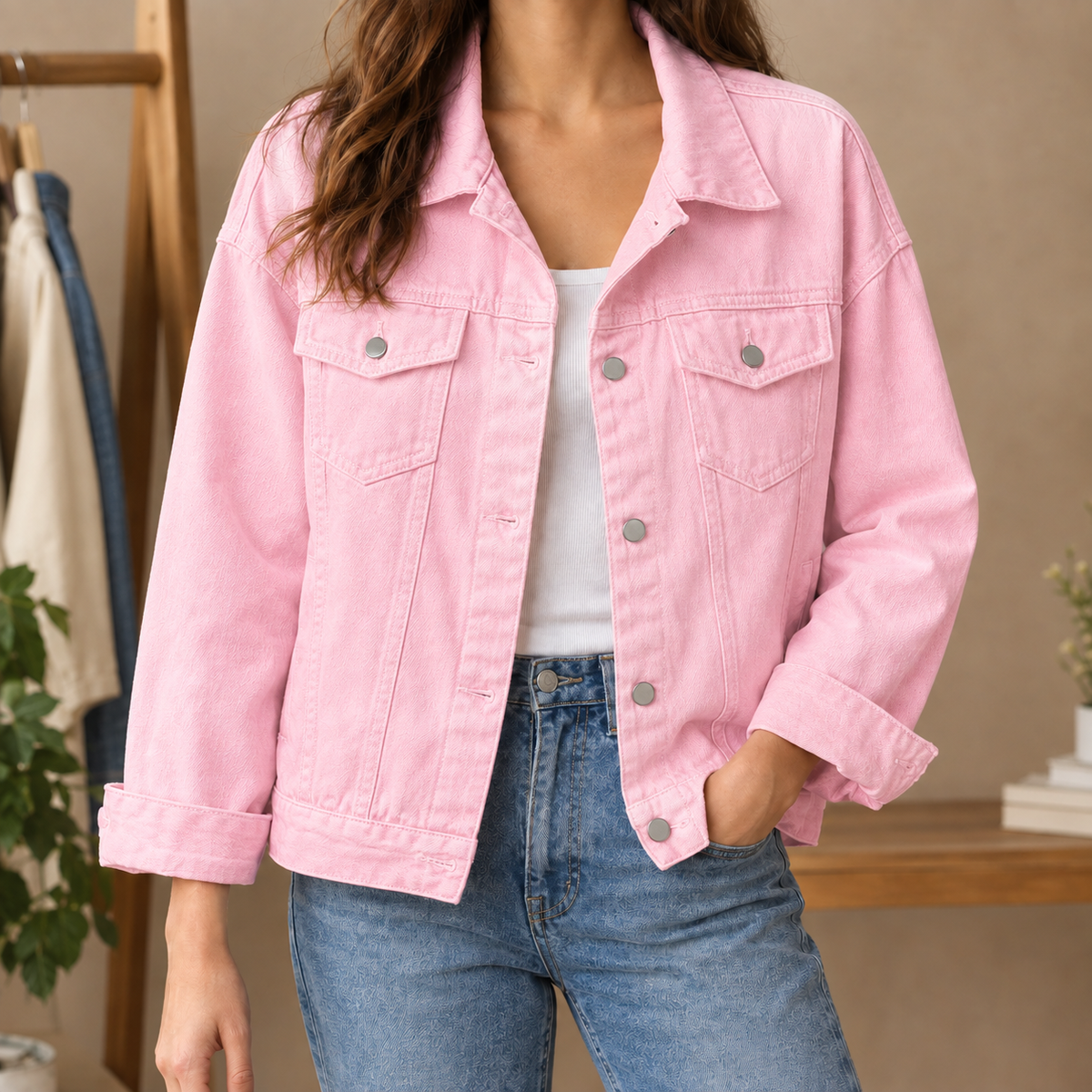 Jeansjacke Damen Relaxed Fit Freizeit