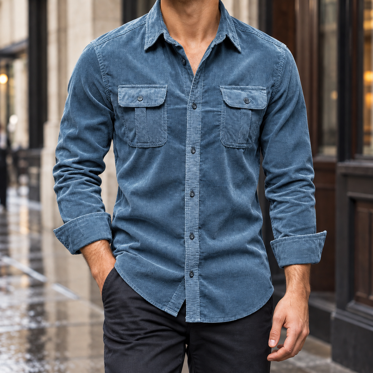 Liam - Herren Cord Overshirt Relaxed Fit Casual