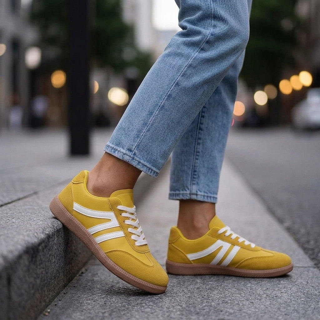 Damen Retro Sneaker Flach Freizeit