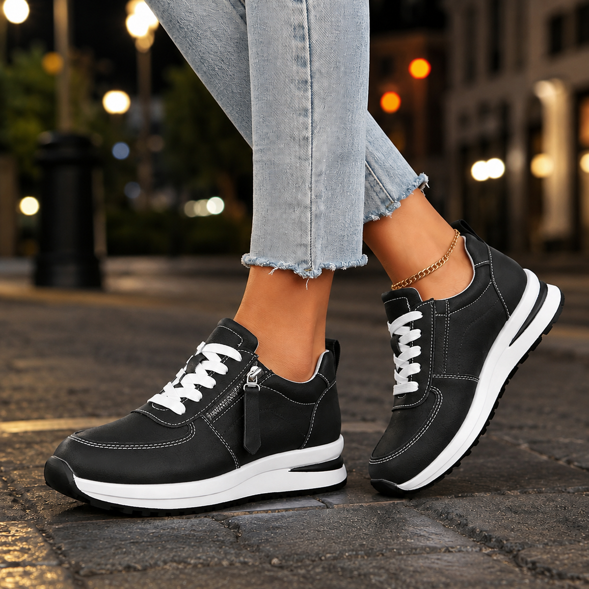 Sneakers Damen Low-Top Freizeit mit praktischem Reißverschluss