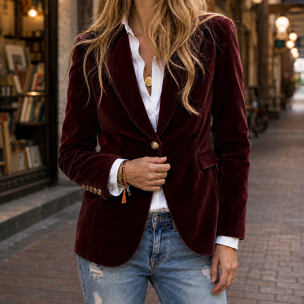 Damen Slim Fit Blazer Business Elegant Ein-Knopf