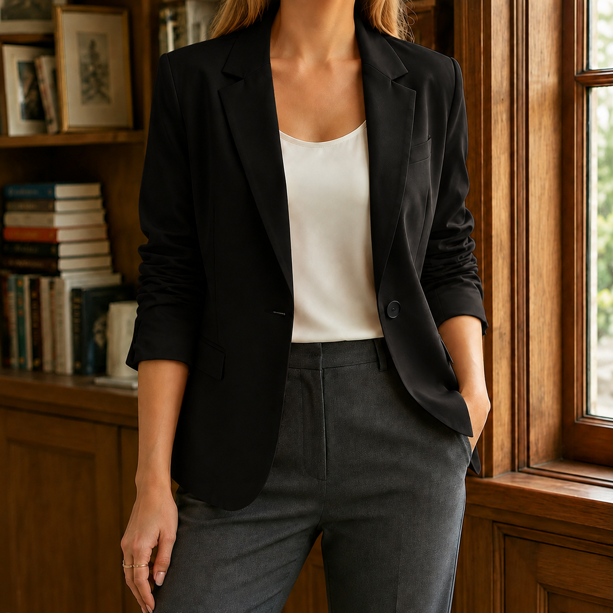 Damen Slim Fit Blazer Business Eleganter Schnitt