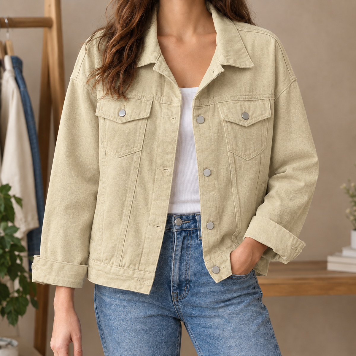 Jeansjacke Damen Relaxed Fit Freizeit