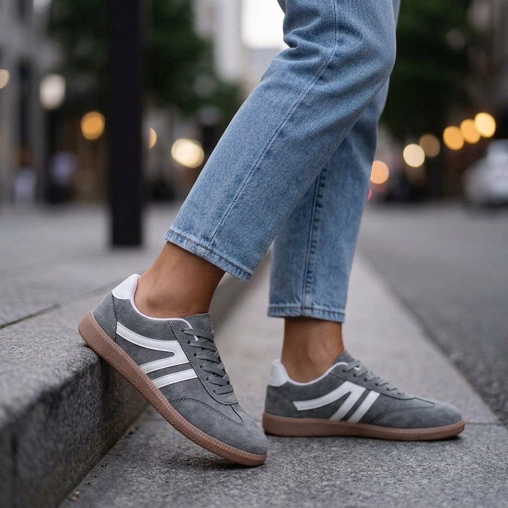 Damen Retro Sneaker Flach Freizeit