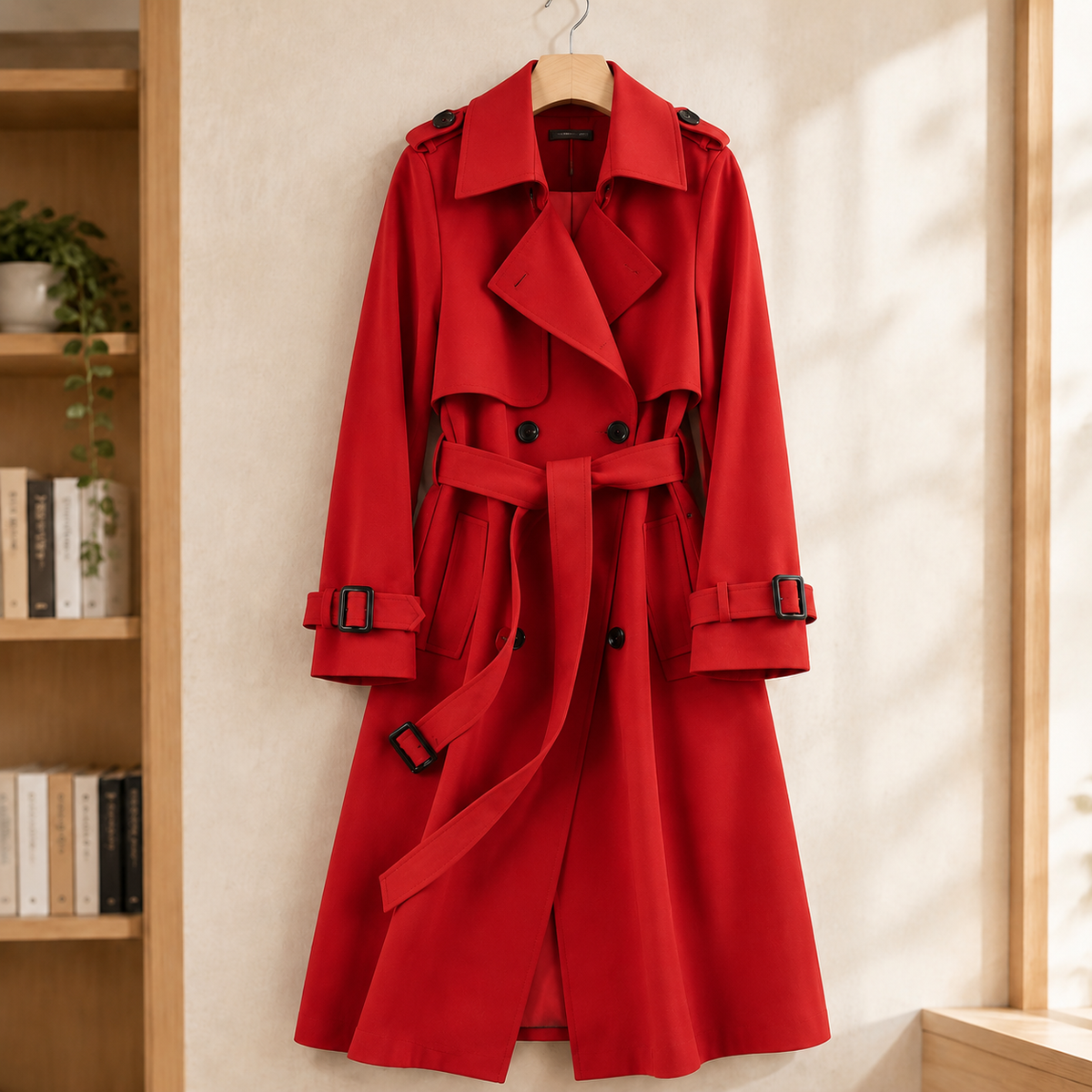 Damen Trenchcoat Gürteljacke Regular Fit Casual
