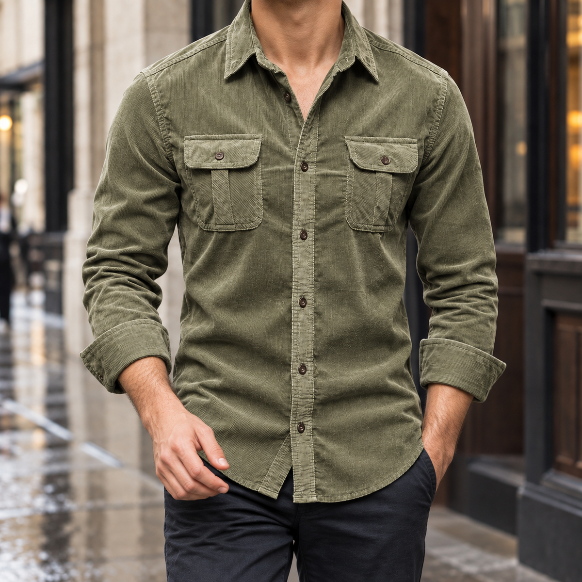 Liam - Herren Cord Overshirt Relaxed Fit Casual