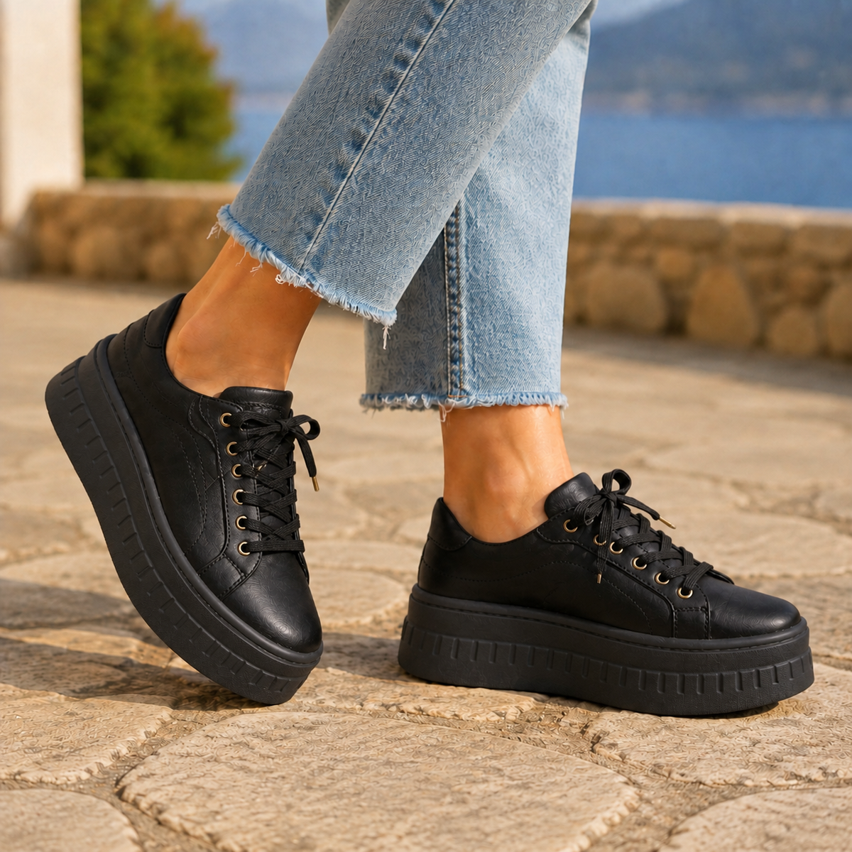 Damen Sneaker Casual Plateausohle