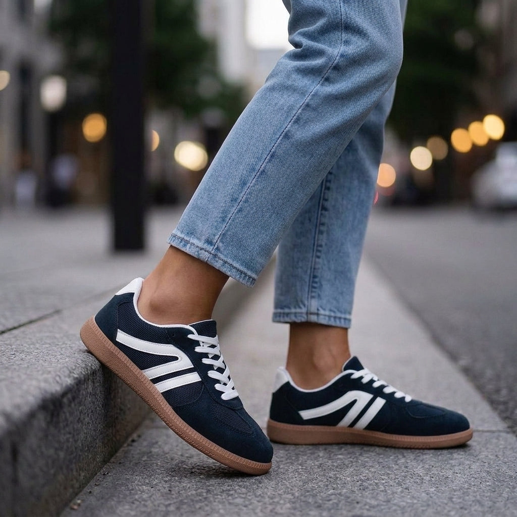 Damen Retro Sneaker Flach Freizeit