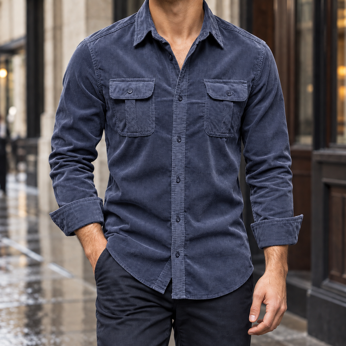 Liam - Herren Cord Overshirt Relaxed Fit Casual
