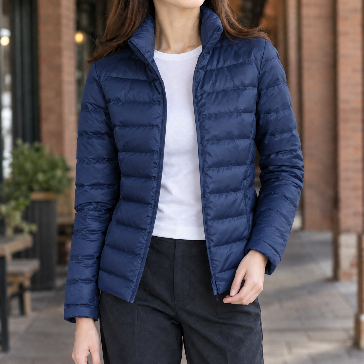 Damen Slim Fit Steppjacke Kaschmirgefüllt Freizeit