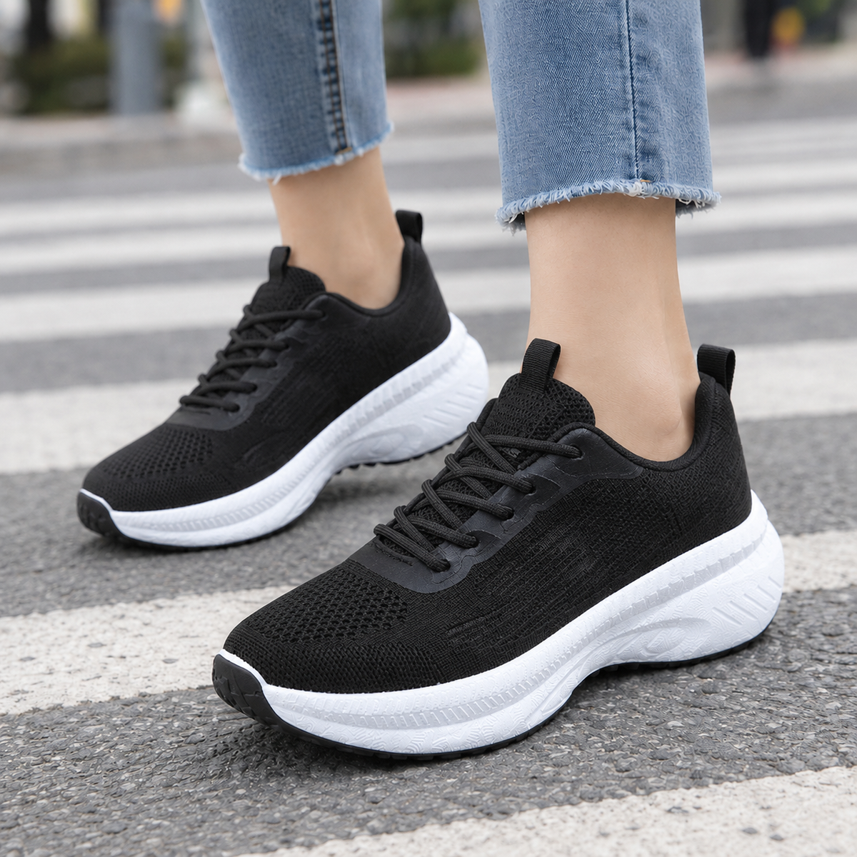 Schnürsneaker Damen Regular Fit Freizeit bequem flexibel