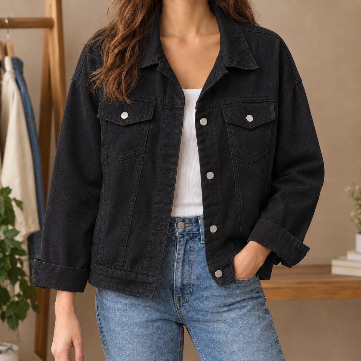 Jeansjacke Damen Relaxed Fit Freizeit