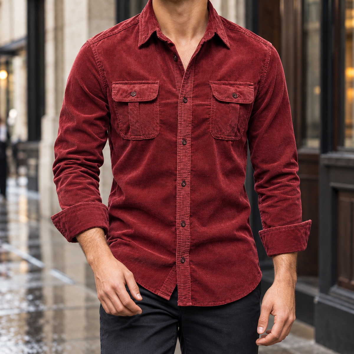 Liam - Herren Cord Overshirt Relaxed Fit Casual
