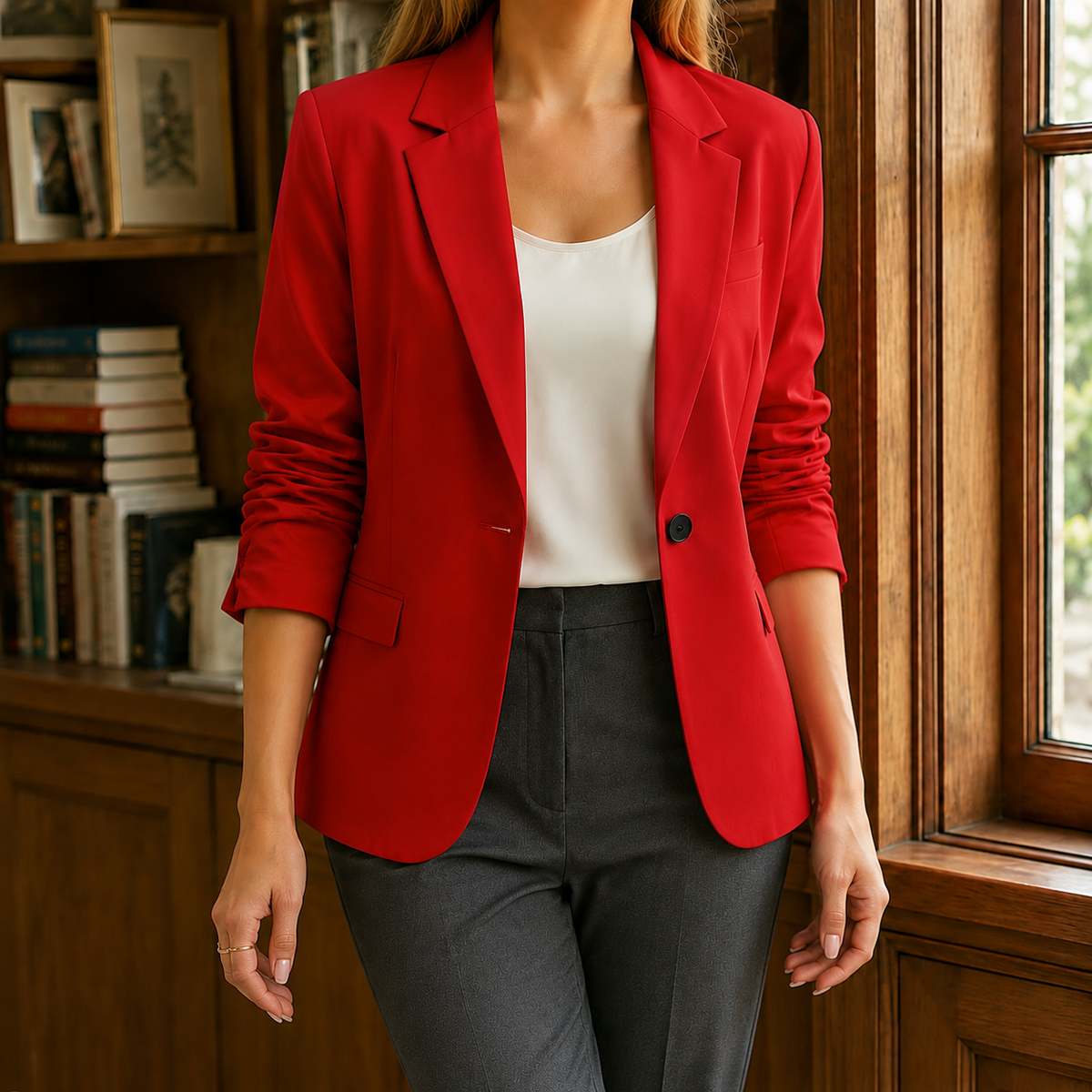 Damen Slim Fit Blazer Business Eleganter Schnitt