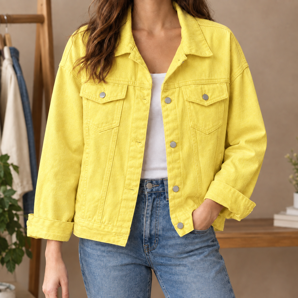 Jeansjacke Damen Relaxed Fit Freizeit