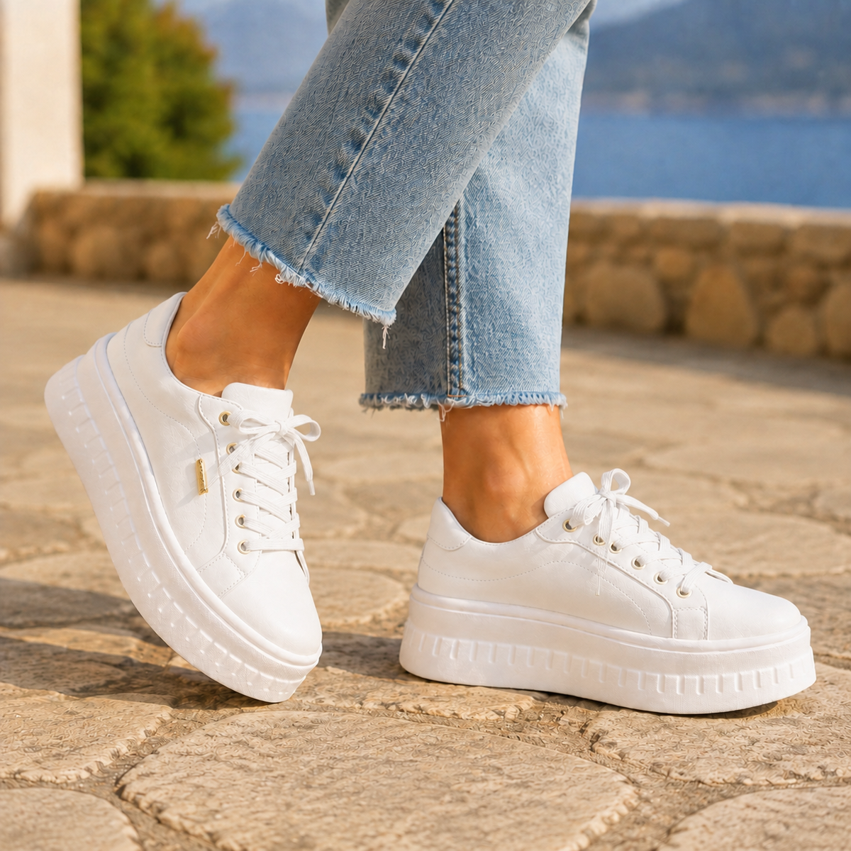 Damen Sneaker Casual Plateausohle