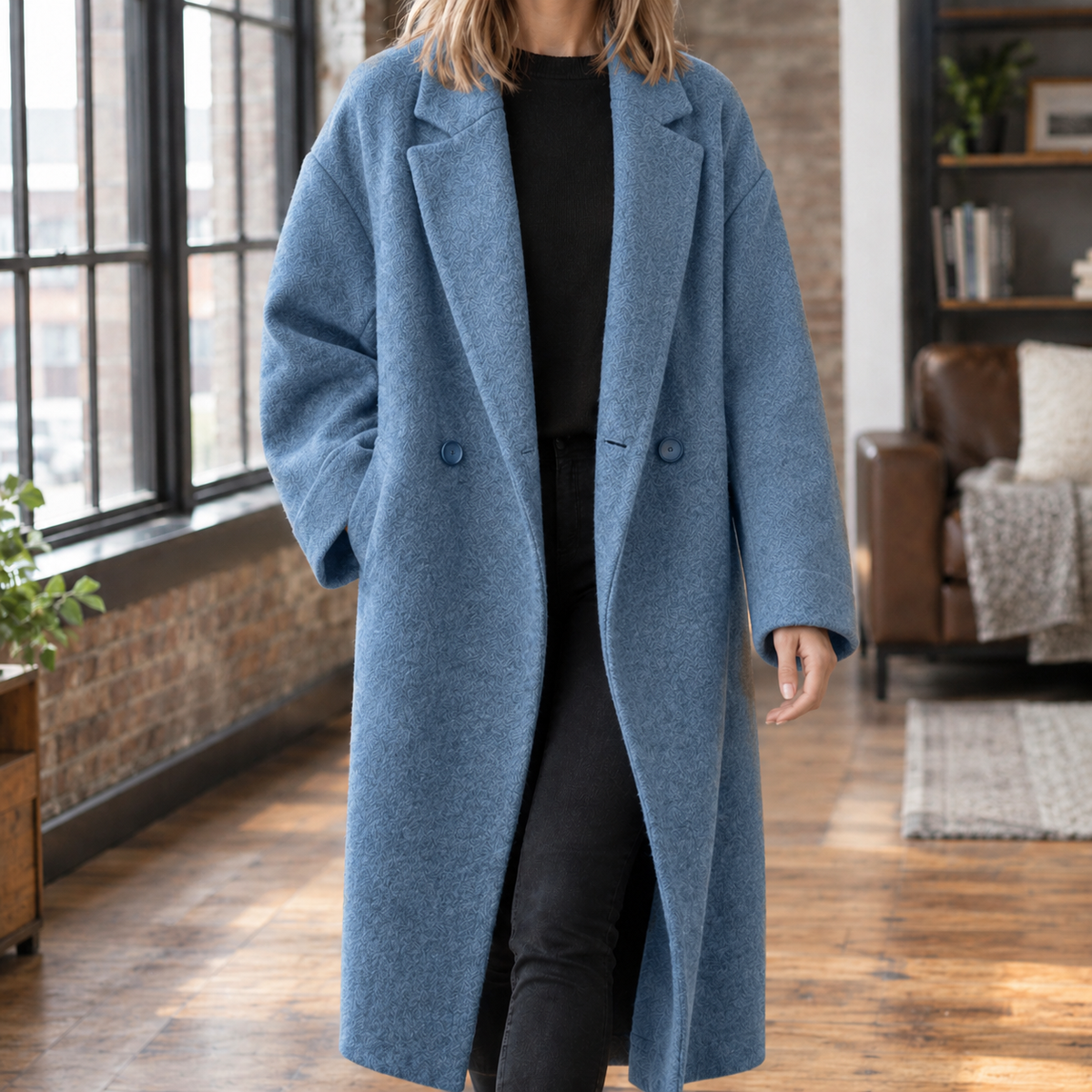 Damen Wollmantel Oversize Freizeit Lässig