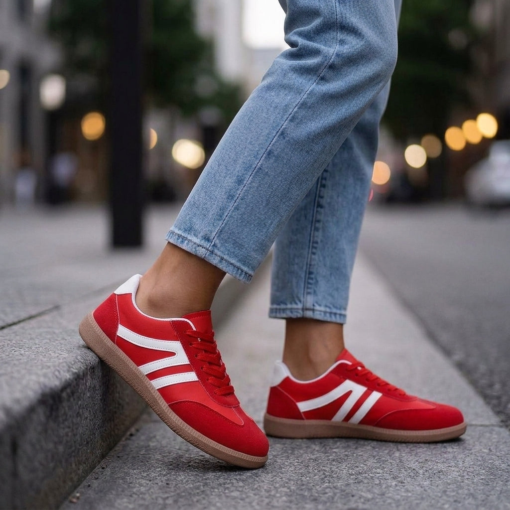 Damen Retro Sneaker Flach Freizeit