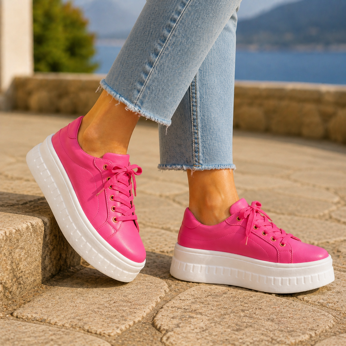 Damen Sneaker Casual Plateausohle
