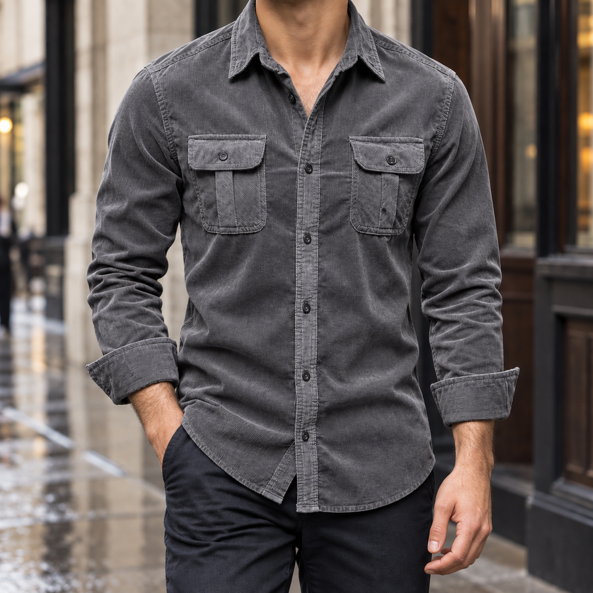 Liam - Herren Cord Overshirt Relaxed Fit Casual