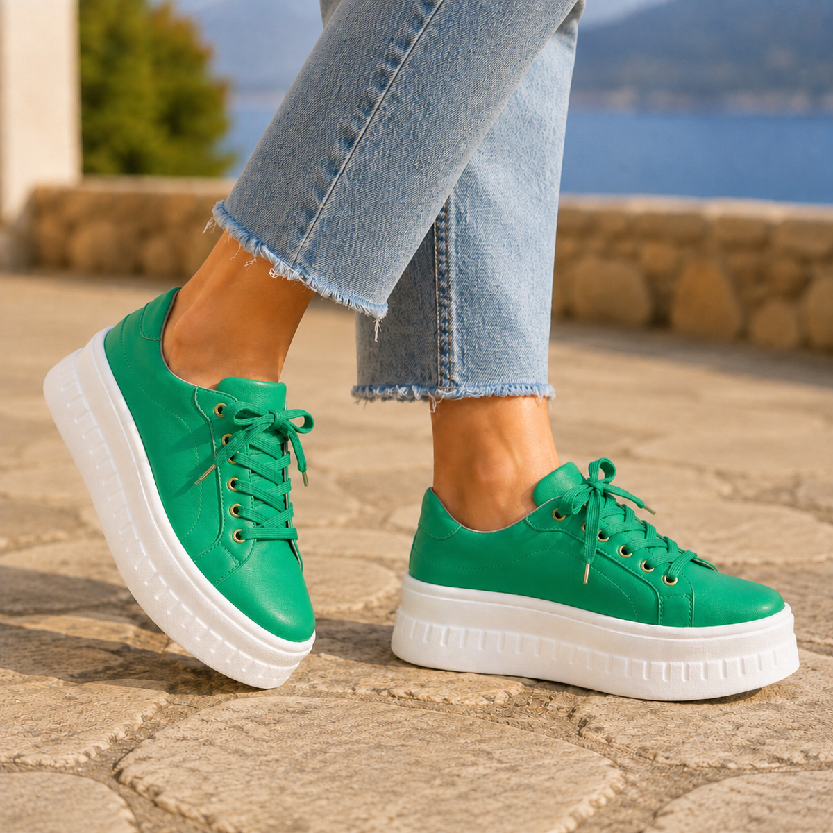 Damen Sneaker Casual Plateausohle