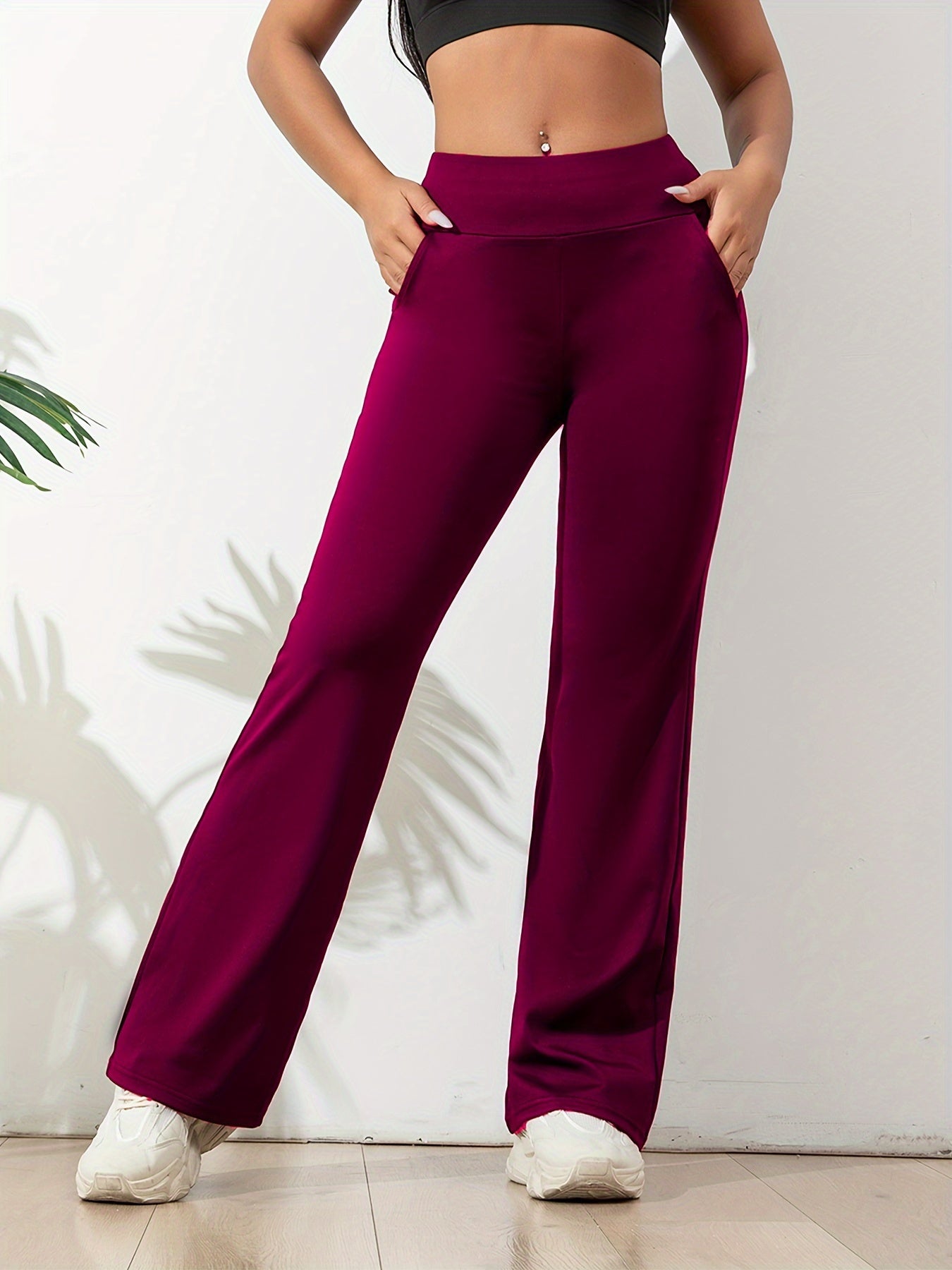 Damen Sporthose Slim Fit Ausgestellt Freizeit Einfarbig