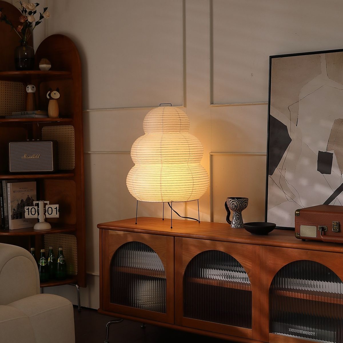 Reispapierlampe Skandinavisch Wohnzimmer Minimalistisch