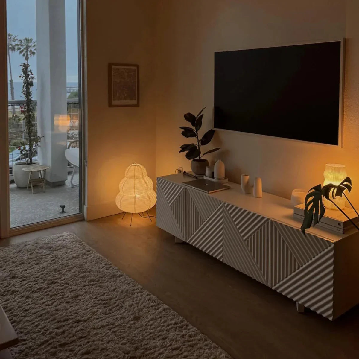 Reispapierlampe Skandinavisch Wohnzimmer Minimalistisch