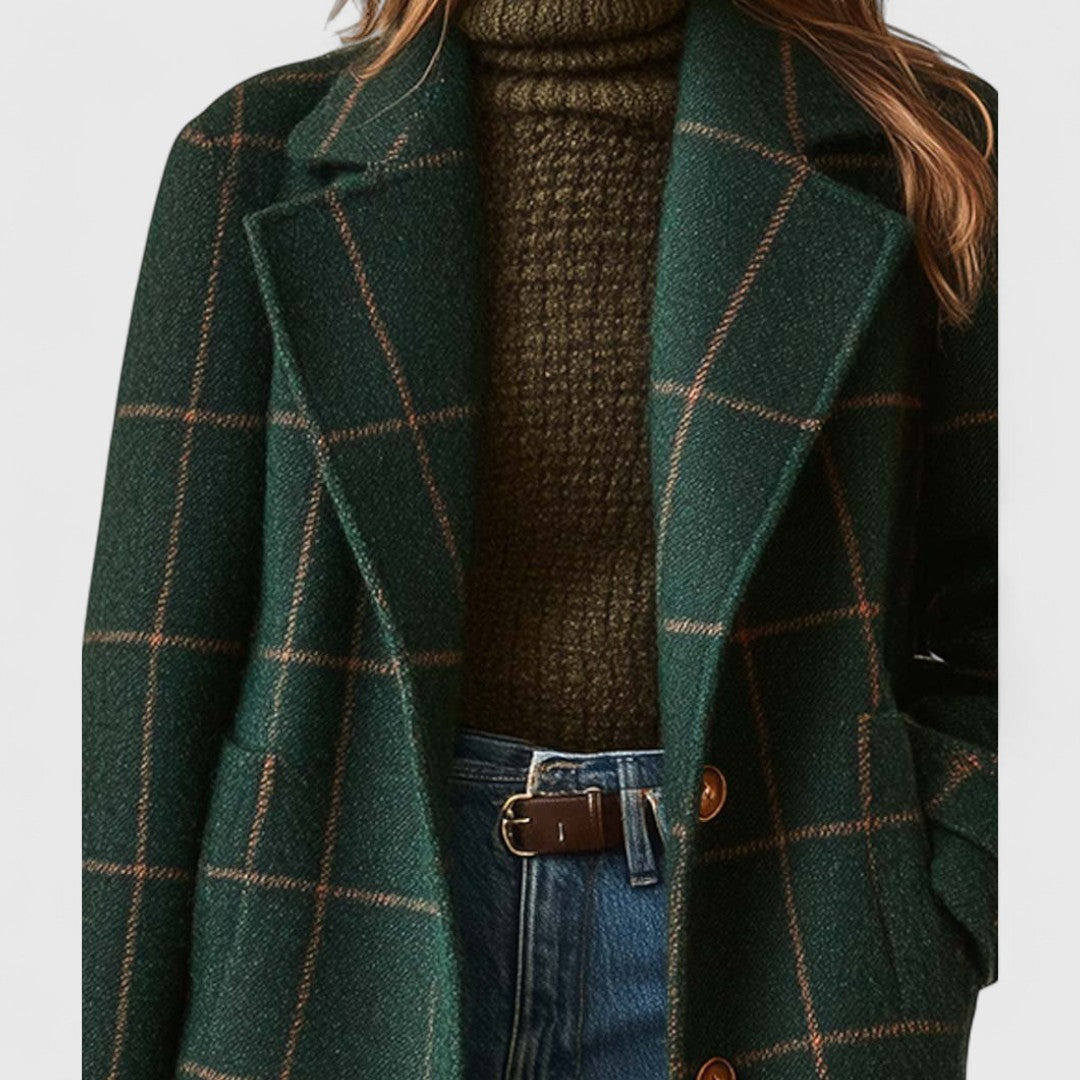 Siera I Damen Slim Fit Karomantel Elegant Herbst Winter