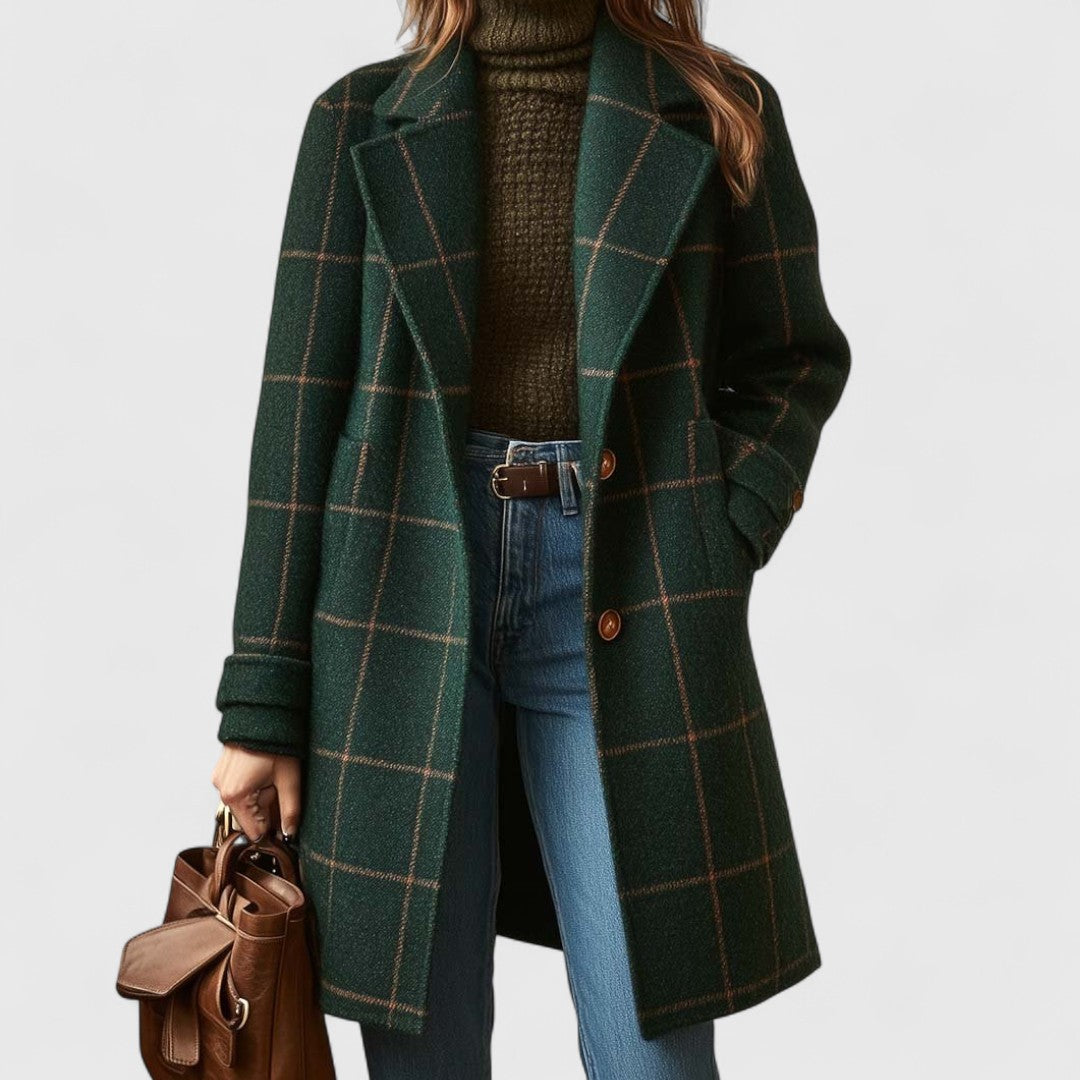 Siera I Damen Slim Fit Karomantel Elegant Herbst Winter