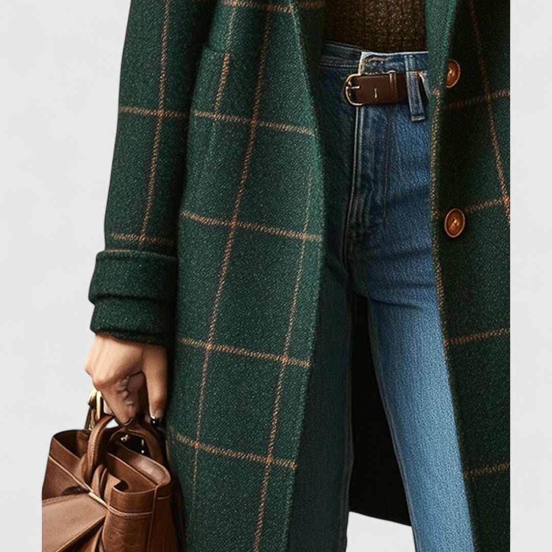 Siera I Damen Slim Fit Karomantel Elegant Herbst Winter