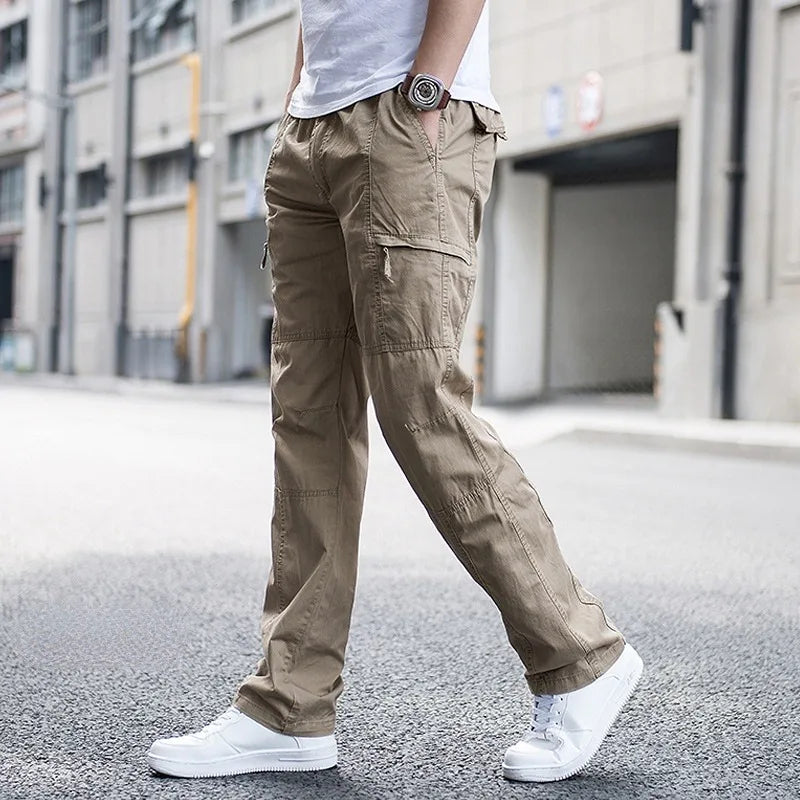 Cargo-Hose Herren Relaxed Fit Casual mit verstellbarem Bund