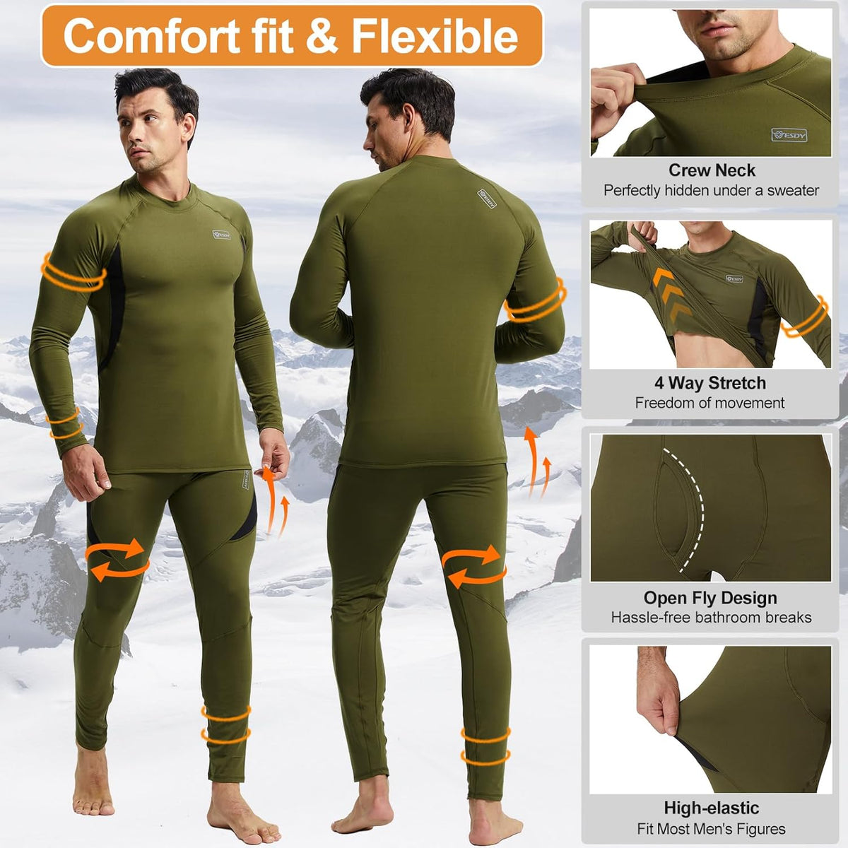 Thermounterwäsche Set Herren Slim Fit Winter Freizeit