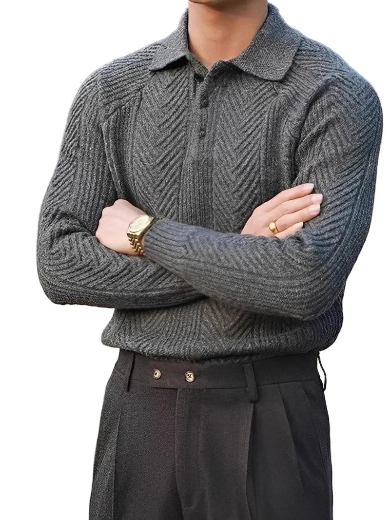 Langärmeliger Slim Fit Strickpullover Herren Casual
