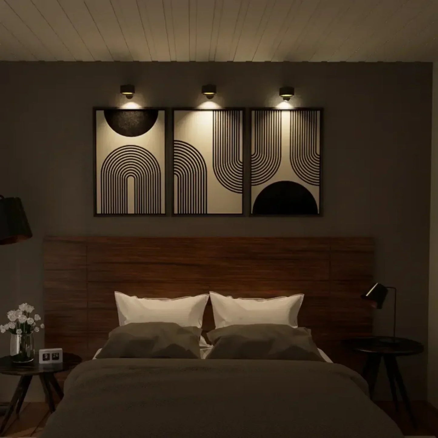 Kabellose Wandleuchte Modern 360° Beleuchtung Wohnzimmer