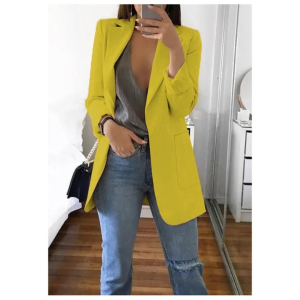 Damen Blazer Lang Regular Fit Business Elegant