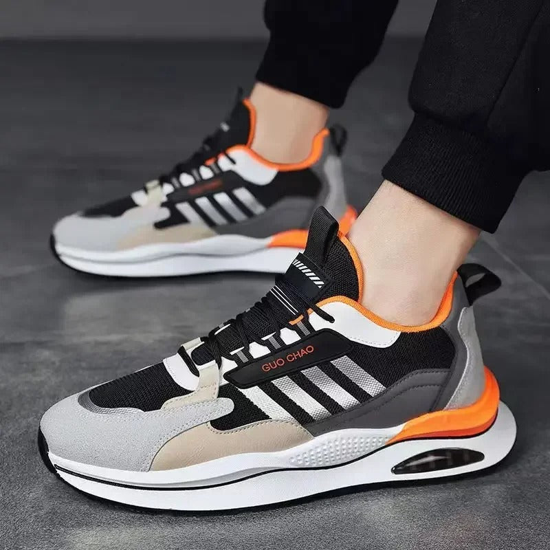 Retro Sneakers für Herren in Grün, Orange und Beige – Sportlich und Bequem