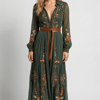 Damen Maxikleid Regular Fit Boho Freizeit Langarm
