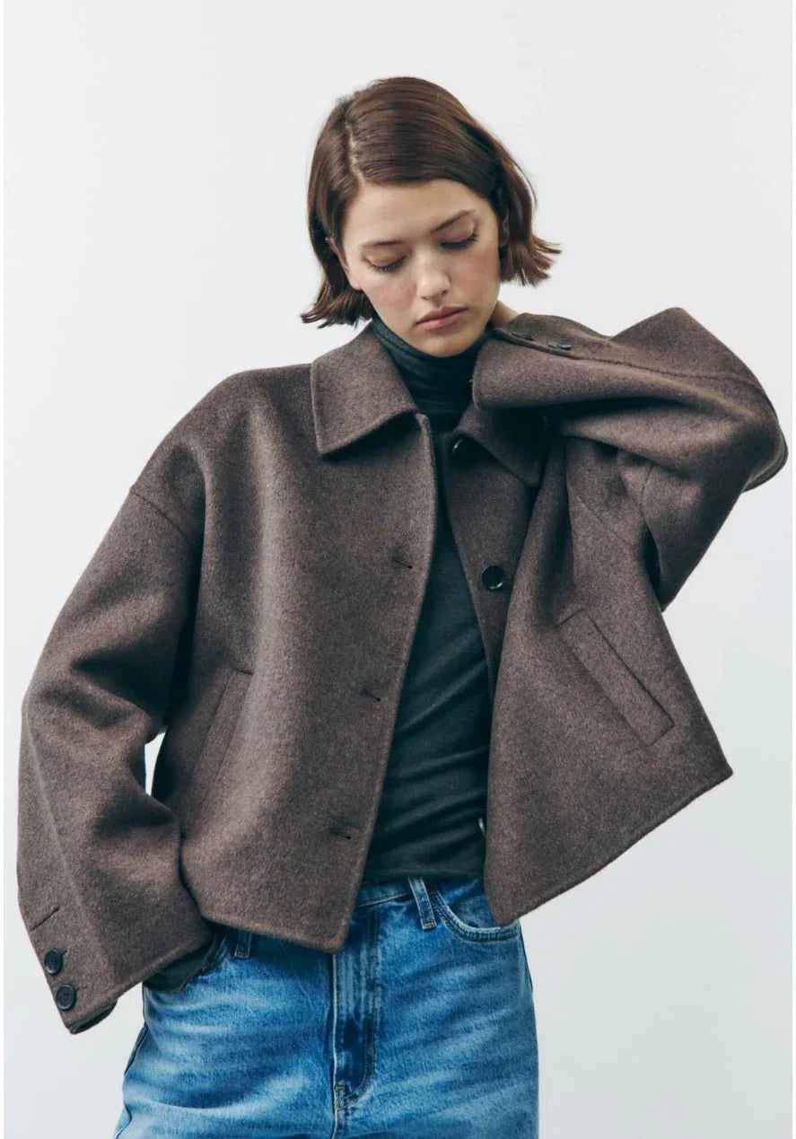 Damen Kurze Jacke Cropped Fit Casual Vielseitig