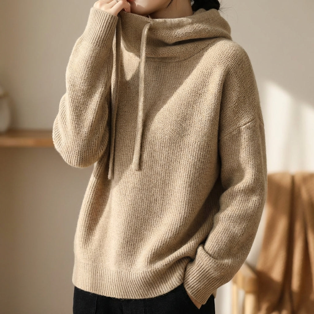 Damen Strick Hoodie Relaxed Fit Freizeit