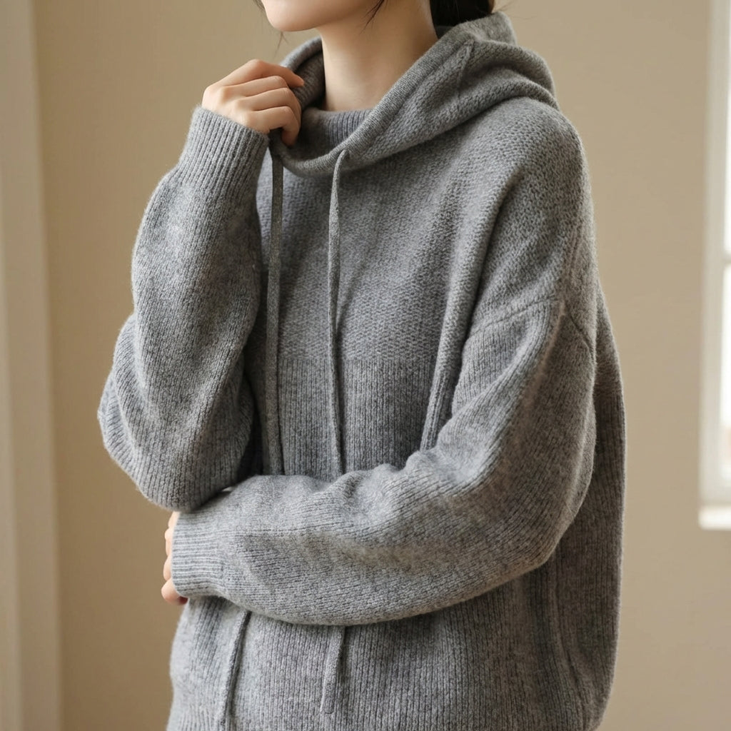 Damen Strick Hoodie Relaxed Fit Freizeit