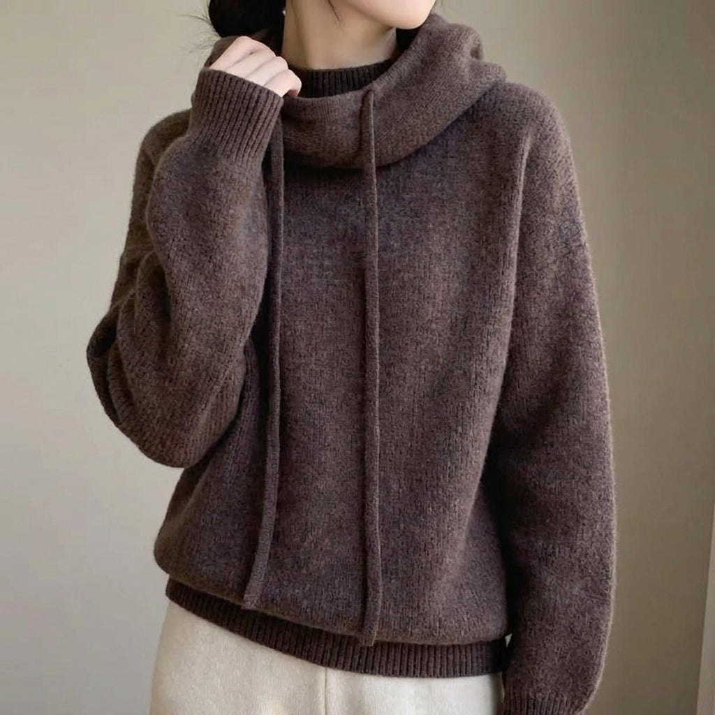 Damen Strick Hoodie Relaxed Fit Freizeit