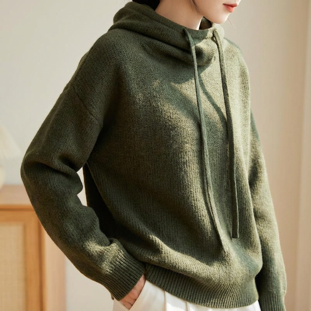 Damen Strick Hoodie Relaxed Fit Freizeit