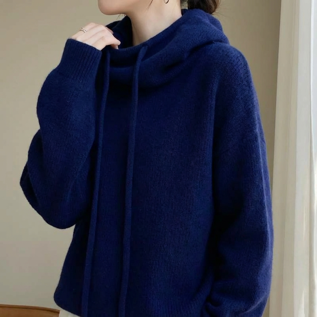 Damen Strick Hoodie Relaxed Fit Freizeit