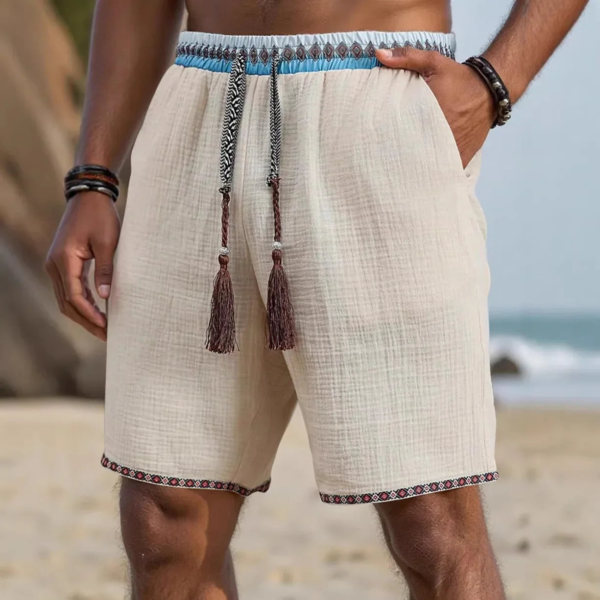 Rocky | Shorts Herren Relaxed Fit Freizeit Leinenoptik sommerlich
